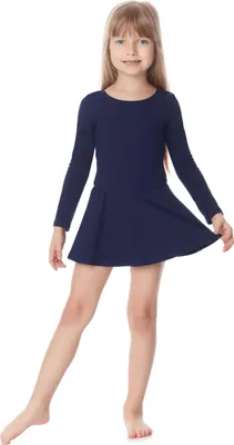 Image de Body pour fille Merry Style avec jupe, robe de ballet à manches longues MS10-138 (bleu foncé, 104)