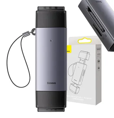 Image de Baseus Lite Series Sd/Tf Memory Card Reader, Usb + Usb-C (Grey)