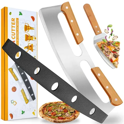 Image de Coupe-pizza professionnel - Acier inoxydable avec manche en bois