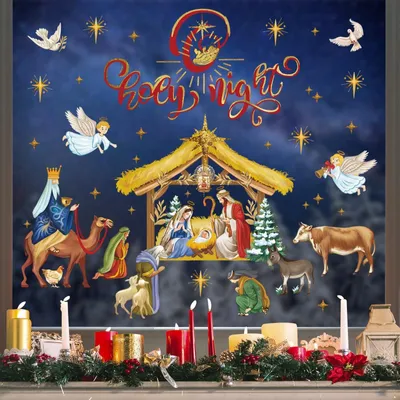 Imagen del producto de Elzusha - Pegatinas navideñas con temática de escenas navideñas