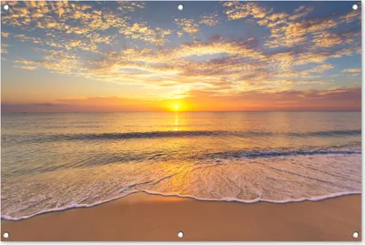 Produktbild von MuchoWow® 120x80 cm Outdoor-Poster Gartendeko Sichtschutz Garten Poster für den Garten  Strand - Sonnenuntergang - Meer