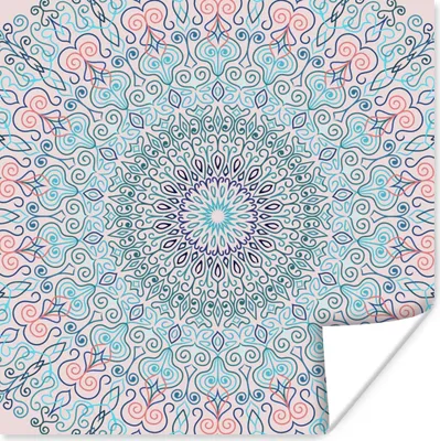 Produktbild von MuchoWow® Poster Mandala - Hippie - Bohème - Blau 75x75 cm - Wand Dekoration