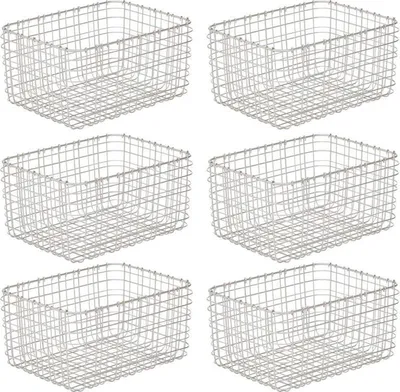 Produktbild von mDesign Allzweckkorb Aufbewahrung Drahtkorb Organizer 6er Set Metall Mattsilber