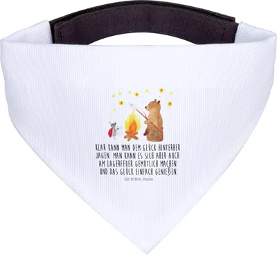 Produktbild von Mr. & Mrs. Panda Hunde Halstuch Bär & Marienkäfer Lagerfeuer - Weiß - Geschenk, Tuch, Hundehalstuch, Für, Hund, Teddy
