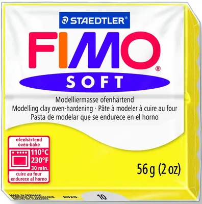 Produktbild von Modelliermasse Fimo soft 56g limone Packung mit 10 Stück