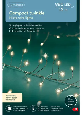 Obrázok produktu pre Micro LED Compact Twinkle Effect D.1200cm 960L strieborná/teplá biela