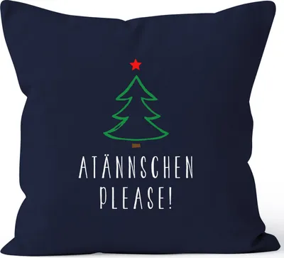 Produktbild von Kissenbezug Atännschen please! Weihnachts-Deko-Kissen Geschenk MoonWorks® navy unisize