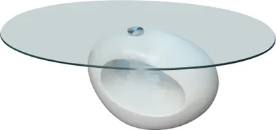 Produktbild von Couchtisch mit Ovaler Glasplatte Hochglanz Weiß