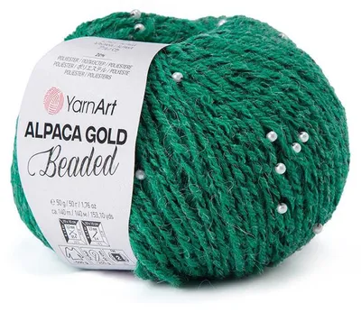 Produktbild von YarnArt Alpaca Gold Beaded 3616 Perlengarn Malachit 50g