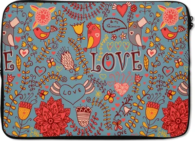 Produktbild von MuchoWow® Laptop Hülle 13 Zoll Mädchen - Vogel - Liebe - Muster - Mädchen - Kinder - Kinder Laptoptasche - Laptophülle - Sleeve - Rundumschutz