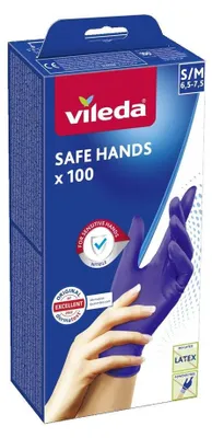Obrázek produktu pro VILEDA Safe Hands – nitrilové rukavice S/M 100 ks.