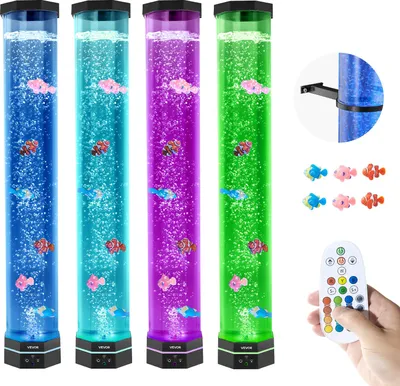 Obrázok produktu pre VEVOR lávová lampa so 6 plávajúcimi rybami, 80 cm, bublinková lampa, 16 farebných svetelných efektov, diaľkové ovládanie, náladové svetlo, akváriové nočné svetlo do spálne, obývačky, domáca dekorácia