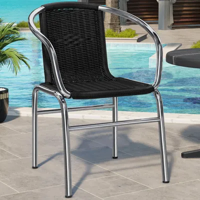 Produktbild von 2er-Set CAPRI | Bistro Rattanstuhl | Schwarz | Stapelbar | Gastro Rattanstuhl, Outdoor Rattanstuhl, Terrassen Rattanstuhl