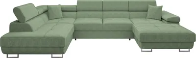 Produktbild von MIRJAN24 Wohnlandschaft Torezio Bis Cord, Stilvoll Eckcouch mit Bettkasten und Schlaffunktion, Einstellbare Kopfstützen, 346x203x70-90 cm (Farbe: Poso 47, Seite: Links)