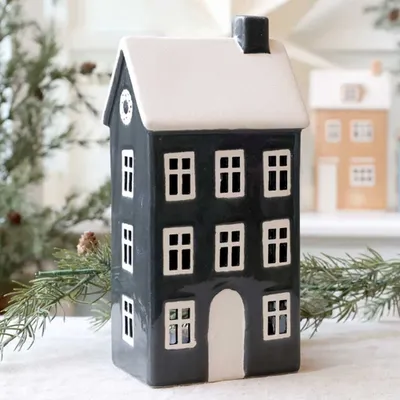 Produktbild von Chic Antique Lichthaus CHARCOAL Grau CHAMONIX Haus für Teelicht 25 cm