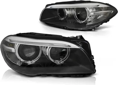 Image de Phares à LED au xénon avec feux de jour « Angel Eyes » adaptés à la BMW Série 5 F10/F11 2010-2013, noir