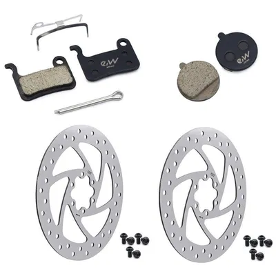 Produktbild von eWheel Resin Bremsbeläge Set vorne + hinten + 2 Bremsscheibe silber Segway Ninebot ZT3 Pro brake