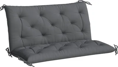 Produktbild von 2-Sitzer Bankauflage – Sitz- und Rückenkissen für Indoor/Outdoor, Maße: 100 × 98 × 8 cm, mit Bändern, für Gartenbank oder Hollywoodschaukel, dunkelgrau.