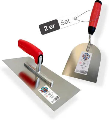 Produktbild von WERKFIT Glättekelle 280x130 mm Edelstahl - rostfrei Softgriff Set mit 100 mm Gipserspachtel