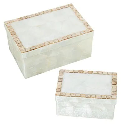 Produktbild von Set mit 2 rechteckigen Perlmuttschachteln, geröstet, 10 x 21 x 14 cm