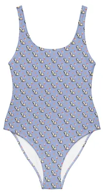 Produktbild von Mr. & Mrs. Panda Badeanzug Pinguin Lachen Größe XS - Dusty Blue - Geschenk, Lol, Bademode, Haha, Optimismus, Strandmode, Badebekleidung, Fröhlich, Swimsuit, Pinguine