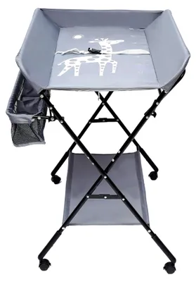 Produktbild von Baby Klappbarer Wickeltisch,klappbare Wickelkommode, mobiler Wickeltisch mit Wickelauflage, Wasserdicht und Höhenverstellbar, Grau