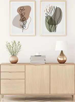 Produktbild von Wallity, Dekoratives gerahmtes MDF-Gemälde (2 Stück), 30 x 40 cm | 100% MDF (3 mm), Rahmen: 100% MASSIVHOLZ (2,5 cm) | Stilvolle Wanddekoration für jedes Zuhause.