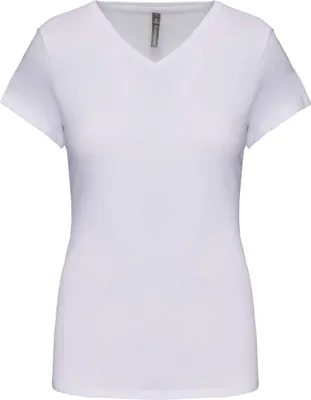 Produktbild von Kariban Damen T-Shirt V-Ausschnitt Classic Kurzarm V-Neck Top, Größe:M, Farbe:Weiß