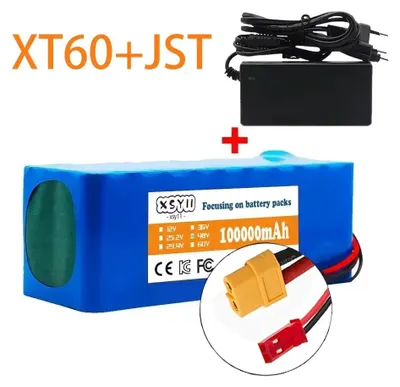 Zdjęcie produktu dla Akumulator litowo-jonowy, pojemność 100000 mAh, napięcie 48 V, ładowarka XT60-JST
