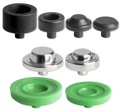 Produktbild von Prym Werkzeugset für Ösen mit Scheiben in Ø 11 und 14 mm, Nieten-Druckknopf-Verschluss, Metall, Kunststoff, Weiß, 1,4 cm, 8 Stück(e), Box