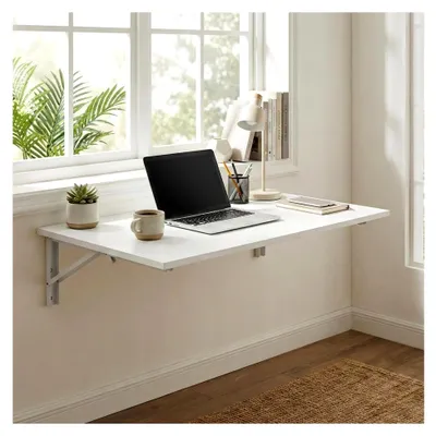 Produktbild von Wandklapptisch 100x60 cm, Weiß, Platzsparender Klapptisch für Wandmontage