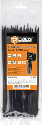 Produktbild von Kabelbinder, Nylon, schwarz, 3 x 200 mm, 100 Stück, Polax