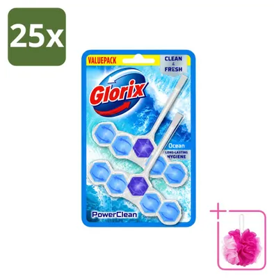 Produktbild von 25 x Glorix Power Clean Toiletblock Ocean - Sparpackung - 25 Stücke