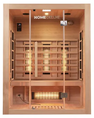 Produktbild von HOME DELUXE – Infrarotkabine SAHARA L – 150 x 120 x 190 cm - für 2 - 3 Personen, 6 Vollspektrumstrahler, Holz: Hemlocktanne I Infrarotsauna, Sauna, Wärmekabine, Infrarot
