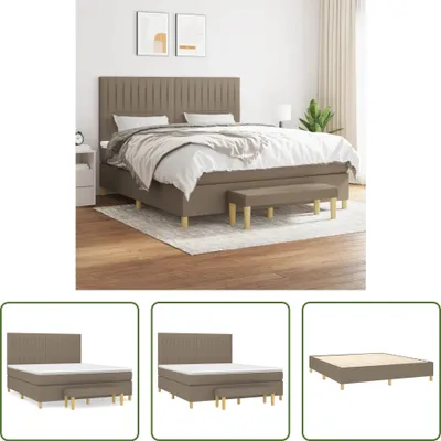 Produktbild von The Living Store Boxspringbett mit Matratze Taupe 180x200 cm Stoff