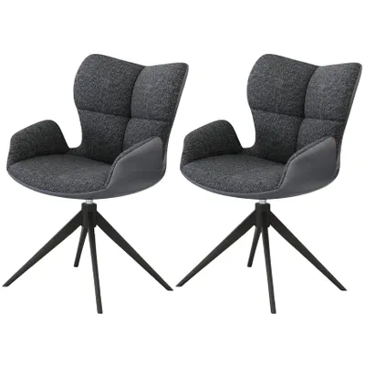 Zdjęcie produktu dla Obrotowe krzesło do jadalni Casa Dolce SUSI, zestaw 2 sztuk, szare, 55x66x92 cm, obrót 360°, maks. obciążenie 120 kg
