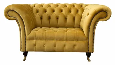 Produktbild von Chesterfield Gelb Sessel Couch Polster Luxus Textil Design Couchen Neu