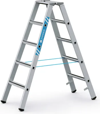 Produktbild von Zarges gebördelte Stehleiter, eloxiert Saferstep B 2x5 Stufen