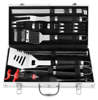 Immagine prodotto di Omgoods - Set completo di utensili per barbecue - 24 accessori in una custodia