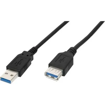 Produktbild von Digitus USB 3.0 Verlängerungskabel, Typ A St/Bu, 1.8m, USB 3.0 konform, sw, USB A, USB A, USB 3.2 Gen 1 (3.1 Gen 1), Männlich/Weiblich, Schwarz
