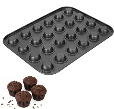 Muffin-Backform, 24 Mulden, antihaftbeschichtet, Edelstahl, schwarz