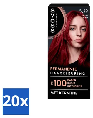 Produktbild von 20 x SYOSS Permanente Haarfarbe 5-29 Intensives Rot - mit Keratin - Vorteilspackung - 20 Stücke