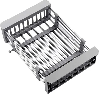 Immagine prodotto di Scolapiatti da cucina - Scolapiatti per lavello - Organizzazione della cucina - Acciaio inossidabile regolabile - 29 x 218 cm - Grigio