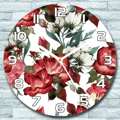 Produktbild von Wanduhr aus Glas Rund fi 30 Aquarell Romantisch Quarz Deko Schlafzimmer Büro