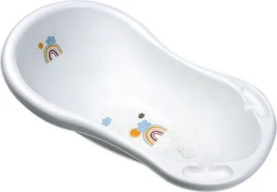 Produktbild von Lorelli Babybadewanne Rainbow 84 cm Wasserablauf ergonomische Form Ablagefcher wei