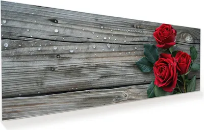 Produktbild von Glasbild 150x60cm in XXL für Wohnzimmer, Schlafzimmer Motiv Romantische Rosenherzen