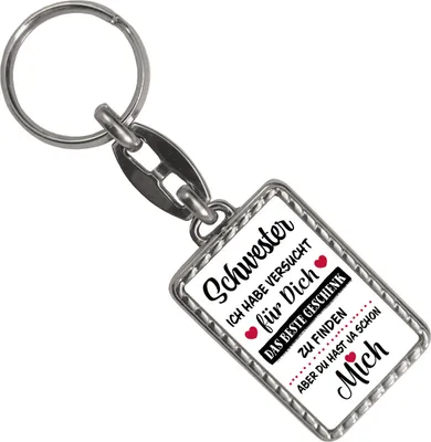 Produktbild von Schwester - das beste Geschenk für dich bin ich Schlüsselanhänger mit Bordüre