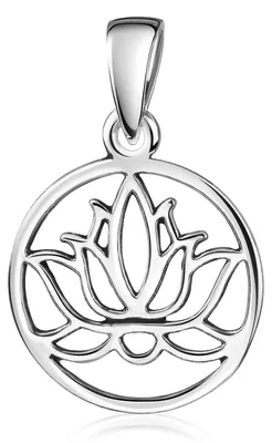 Produktbild von MATERIA by Matthias Wagner Lotusblume Kettenanhänger klein rund 925 Sterling Silber wahlweise mit Kette KA-1370.2