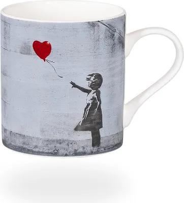 Produktbild von tea4chill Könitz Teetasse Banksy Girl with balloon. Tee- oder Kaffeetasse 400ml, Fine Bone China Porzellan