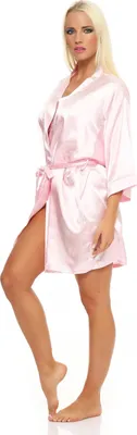 Obrázok produktu pre Dámsky župan krátke kimono v saténovej optike; svetloružový XL